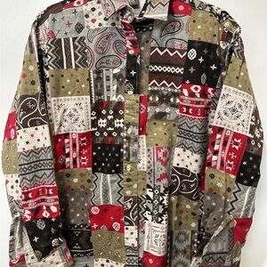 Vintage Women’s Woolrich Bandana Patch Button Up Sz SMALL